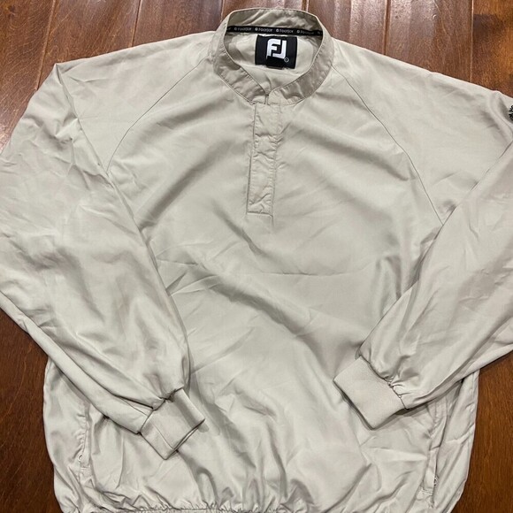 FootJoy Plum Hollow CC Golf Khaki Tan Pullover Windbreaker Men's Size Large - Picture 2 of 8